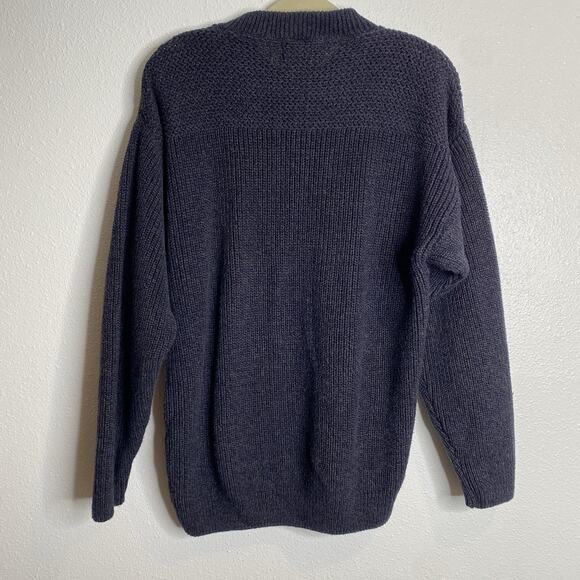 Vtg Eddie Bauer Sweater Mens M Grey Henley Fisherman Heavyweight Knit Pullover - Picture 6 of 6